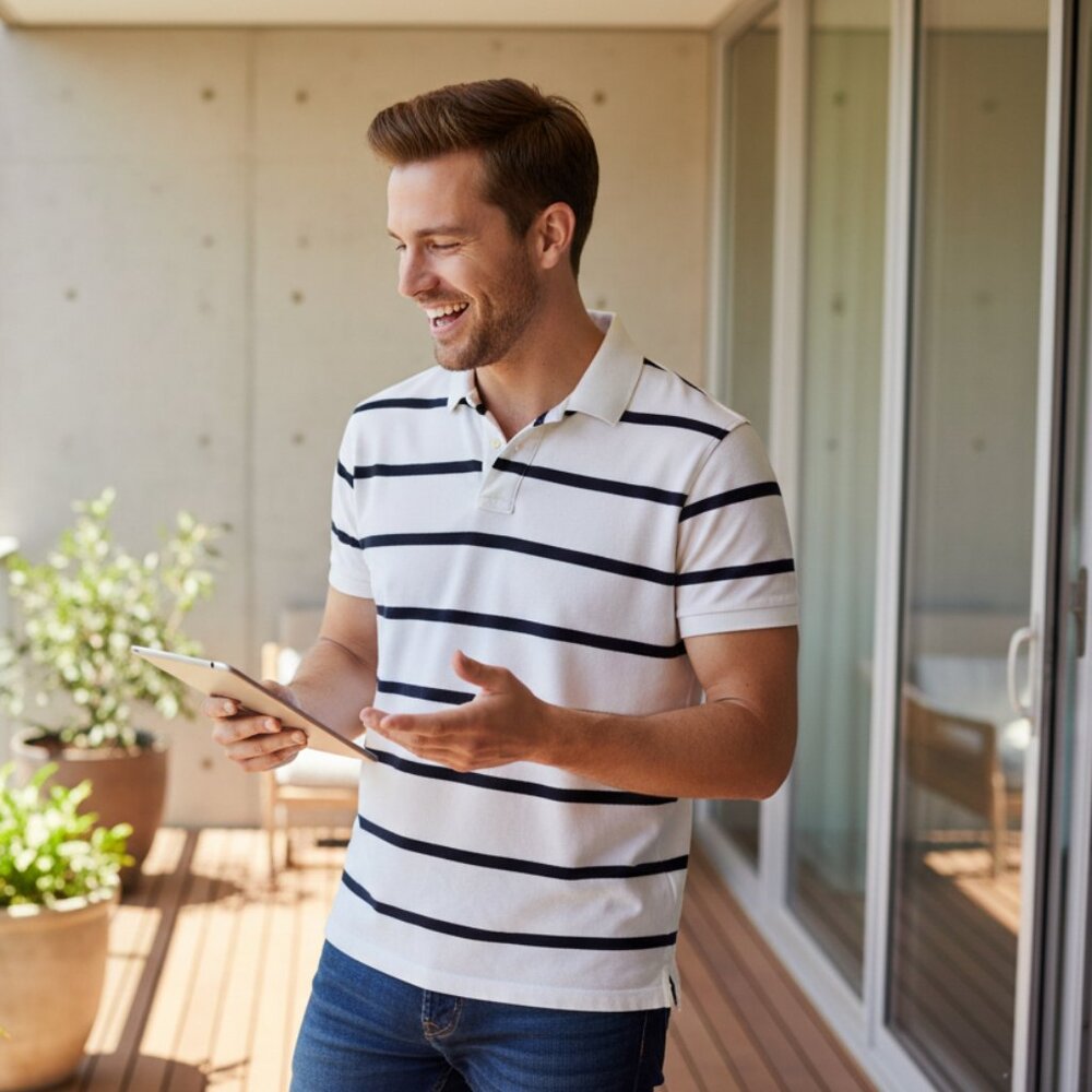 J.Crew white Stripe Vintage Polo Men Shirt Size Large